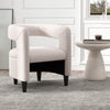 Upholstered Velvet Barrel Chair & Ottoman Set Comfy Accent Armchair w/Footrest