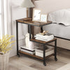 Small Sofa Couch Side Table with Lockable Casters-Brown