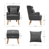 Velvet/Linen Shell Wing Back Upholster Accent Armchair Sofa Cushion Footstool UK