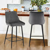 Pair Velvet Bar Stools V Type Seat Metal Leg Footrest Bar stool