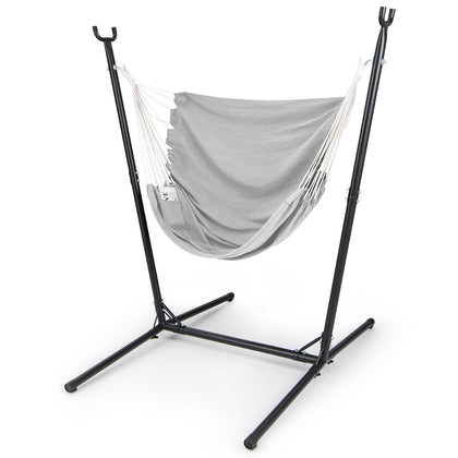 6 Level Adjustable Hammock Chair w/ Stand Sturdy Swing Chair Grey