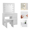 Dressing Table Set Makeup Desk w/ LED Mirror Stool 4 Drawers Vanity Table White