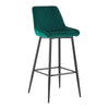 2Pcs Green Bar Stools Velvet Breakfast Pub Chair Kitchen Shape V Design