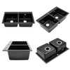 Modern Matte Black Inset Kitchen Sink Single/1.5/Double Bowl & Waste Undermount