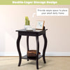 Accent Table End Table with Curved Legs 2-Tier Open Storage Shelves-Coffee