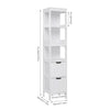 Tall Bathroom Cabinet | Slim Storage Unit with 2 Drawers & 3 Open Shelves