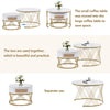 Round Nesting Coffee Tables Set Stacking Side Tables with Storage Drawer White