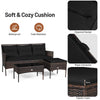3 PCS Patio Conversation Set w/Tempered Glass Coffee Table-Black