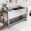 52in Stainless Steel Sink Commercial Restaurant Kitchen Prep Shelf Double Basin