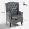 Chesterfield-style Wing Back Armchair Tufted Accent Chair Grey