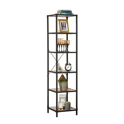 6 Tier Oak Style Shelving Unit Industrial with Details 1740mmH x 400mmW x395mmD
