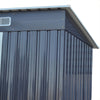4x8ft Galvanized Garden Shed Dark Grey Pent Roof Outdoor Toolshed House w/ Base