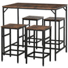 Industrial Rectangular Dining Table Set with 4 Stools for Dining Room, Kitchen,