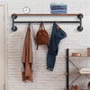 Industrial Pipe Clothes Rack Rail Closet Wall Hanging Rod Bar with Shelf