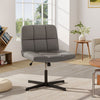 PU Leather Upholstered Armless Cross Legged Office Desk Chair No Wheels(Grey)
