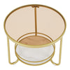 2 Tier Coffee Tea Table Round End Side Table w/ Storage Shelf Tray Bedside Table