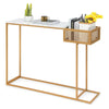 Console Table Faux Marble Top Narrow Hallway Entryway Beside Table W/ Storage