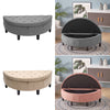 Semi-Circle Storage Footstool Ottoman Pouffe Stool Velvet Chair Upholstery Bench