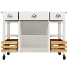 ROLLING KITCHEN ISLAND STORAGE TROLLEY CABINET WITH LARGE WOOD TOP, 3 DRAWERS
