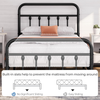 3Ft Single Bed Frame Vintage Iron Platform Bed with High Headboard and Footboard