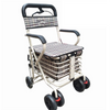 Folding Walk Seated Shopping Trolley With Backrest Armrest 6 Wheel