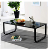Modern Glass Coffee Table Side End Table Black Metal Legs Living Room Furniture