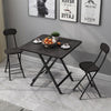 Black Square Foldable Wooden Dining Table Compact Kitchen Dining Room Metal Legs