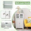 Bathroom Floor Cabinet Freestanding Storage Cupboard W/ 2 Tempered Glass Doors