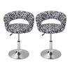2x Black White Leopard Print Padded Barstools Adjustable Swivel Bar Stool Chair