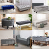 Upholstered Flip Foot Rest Storage Ottoman Window Seat End Stool PU/Velvet/Linen