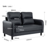 Black Ergonomics 2 Seater Sofa Modern High Back Fabric Couch Wood Legs 2 Pockets