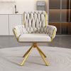 2Pcs Rotatable Dining Chairs Velvet Padded Metal Legs Kitchen Swivel Chair Beige