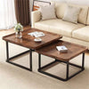 Set of 2 Nesting Coffee Table Wood Grain Top Industrial Sofa End Accent Table