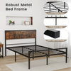 Double Size Metal Bed Frame Industrial Platform Bed w/ 9 Support Legs Noise Free