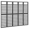 5-Panel Room Divider Trellis Solid Fir Wood Black 201.5x180 cm