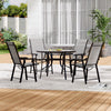 Garden Table Folding Mesh Chair Balcony Coffee Bistro Furniture w/ Umbrella Hole