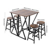 5pcs Drop Leaf Bar Table and Stools Industrial Breakfast Bar Table Barstools