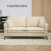 3 Seater Sofa, Linen Fabric Sofa for Living Room, Beige