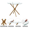 Round Clear Tempered Glass Dining Table Golden Chromed Legs Dining Room Kitchen