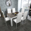 Mondeer Dining Table and Chairs Set 6 High Back Faux Leather Chair Grey&White