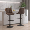 Height Adjustable Bar Stools Set of 2 w/ Fabric Backrest & Padded Seat Brown