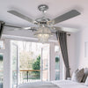 52" Ceiling Fan 5 Blades 3 Speed LED Crystal Chandelier Lamp with Remote Control