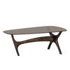 Designer Luxury Walnut Dark Wood And Glass Abstract Coffee Table