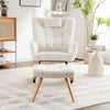 Rocking Chair and Ottoman Set, Fabric Armchair with Footstool for Living Room