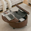 Round Storage Ottoman Stool Seat Upholstered Coffee Table for Living Bedroom