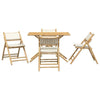 5 Piece Folding Bistro set with White Cushions Bamboo W1R8