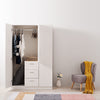 White 3 Door 3 Drawer Triple Wardrobe with Storage Shelves Hanging Rail Bedroom