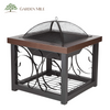 Outdoor Fire Pit Garden BBQ Patio Heater Storage Large Metal Table Log Burner