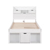 3ft Single Bed Frame with Drawers, Storage Headboard and Underbed Storage White