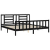 BULANED Bed Frame with Headboard Black 200x200 Solid Wood, Bedroom P7Q4
